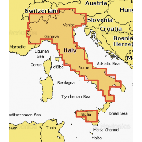 Navionics+ Karten SD/MSD-Karte - Italien Seen & Fluss Po