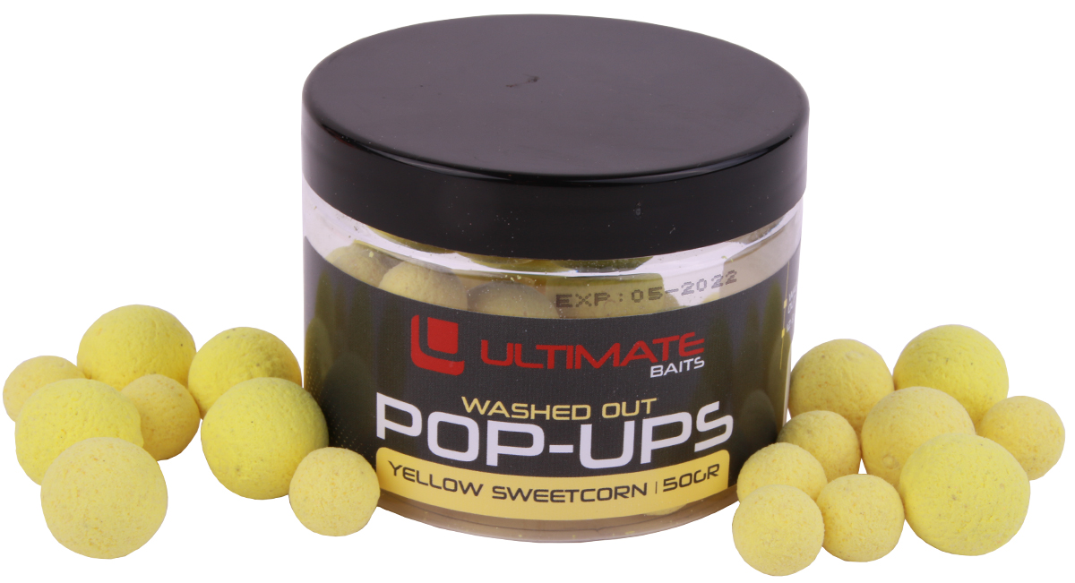 Ultimate Baits Washed Out Pop-Ups 12+15mm - Yellow Sweetcorn