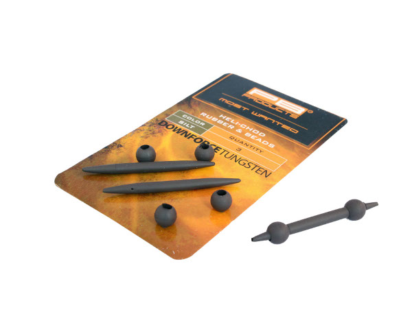 PB Products Downforce Tungsten Heli-Chod Gummi & Beads (3 Stück) - Silt