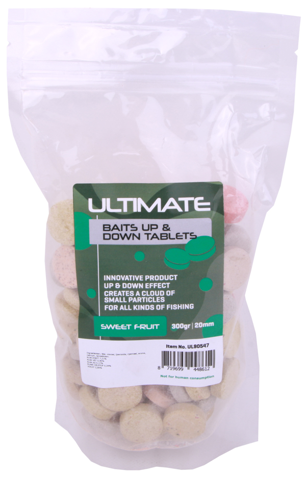Ultimate Baits Up & Down Tablets 20mm, geben unter Wasser Geruchs-, Farb- und Aromastoffe ab - Sweet Fruit 20mm