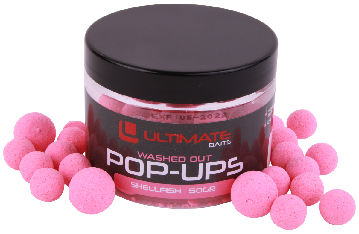 Ultimate Baits Washed Out Pop-Ups 12+15mm - Pink Shellfish