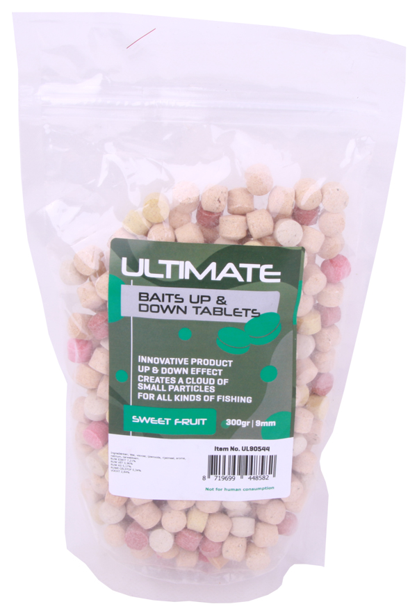 Ultimate Baits Up & Down Tablets 9mm, geben unter Wasser Geruchs-, Farb- und Aromastoffe ab - Sweet Fruit 9mm