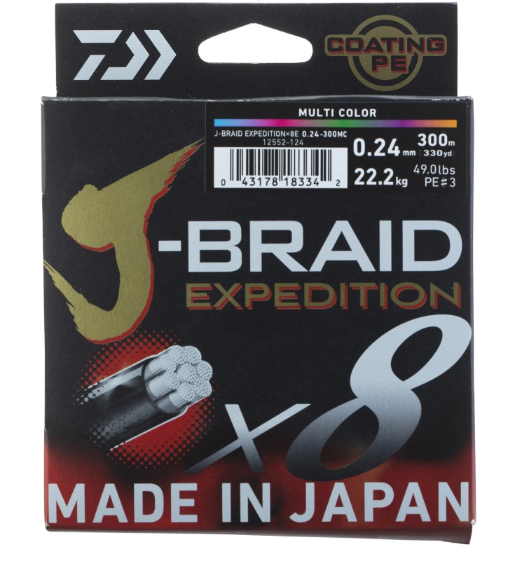 Daiwa J-Braid Expedition Multi-Color X8E Geflochtene Schnur (3000m)