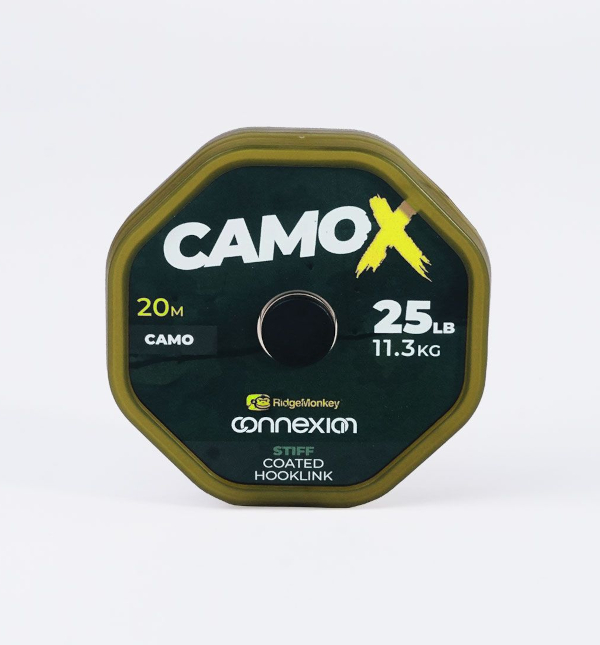 RidgeMonkey Connexion Camo X Stiff Coated Hooklink - Stiff Coated Hooklink 25lb/11,3kg Camo 20m