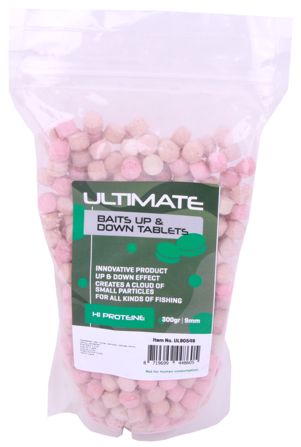 Ultimate Baits Up & Down Tablets 9mm, geben unter Wasser Geruchs-, Farb- und Aromastoffe ab - Hi Proteïne 9mm