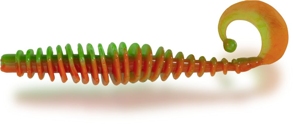Magic Trout T-worm Twister 5,5cm - Neon Grün / Orange
