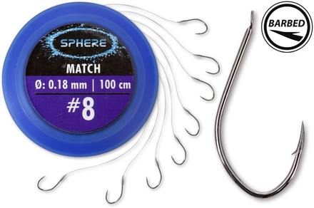 Browning Sphere Match Hooks To Nylon 100cm gebundene Friedfischhaken (8 st)