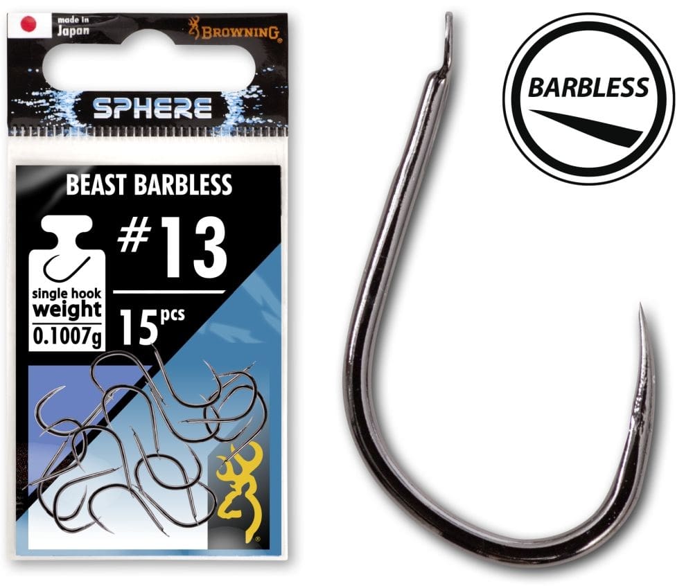 Browning Sphere Beast Barbless Hook With Spade (15 Stück)