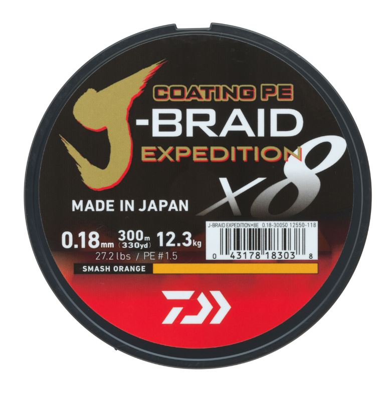 Daiwa J-Braid Expedition X8E Geflochtene Schnur Smash Orange (300m)