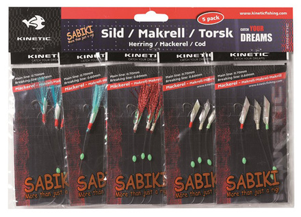 Kinetic Sabiki Rigs 5-pack Mix, perfekt für Hering und Makrele