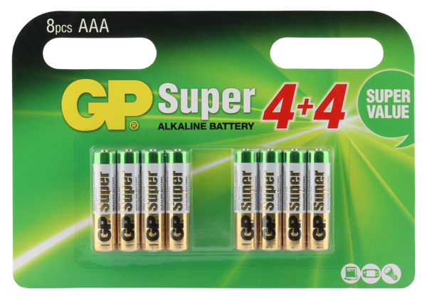 GP Alkaline Batterien - GP Super Alkaline AAA Micro penlite, multipack 8 pcs