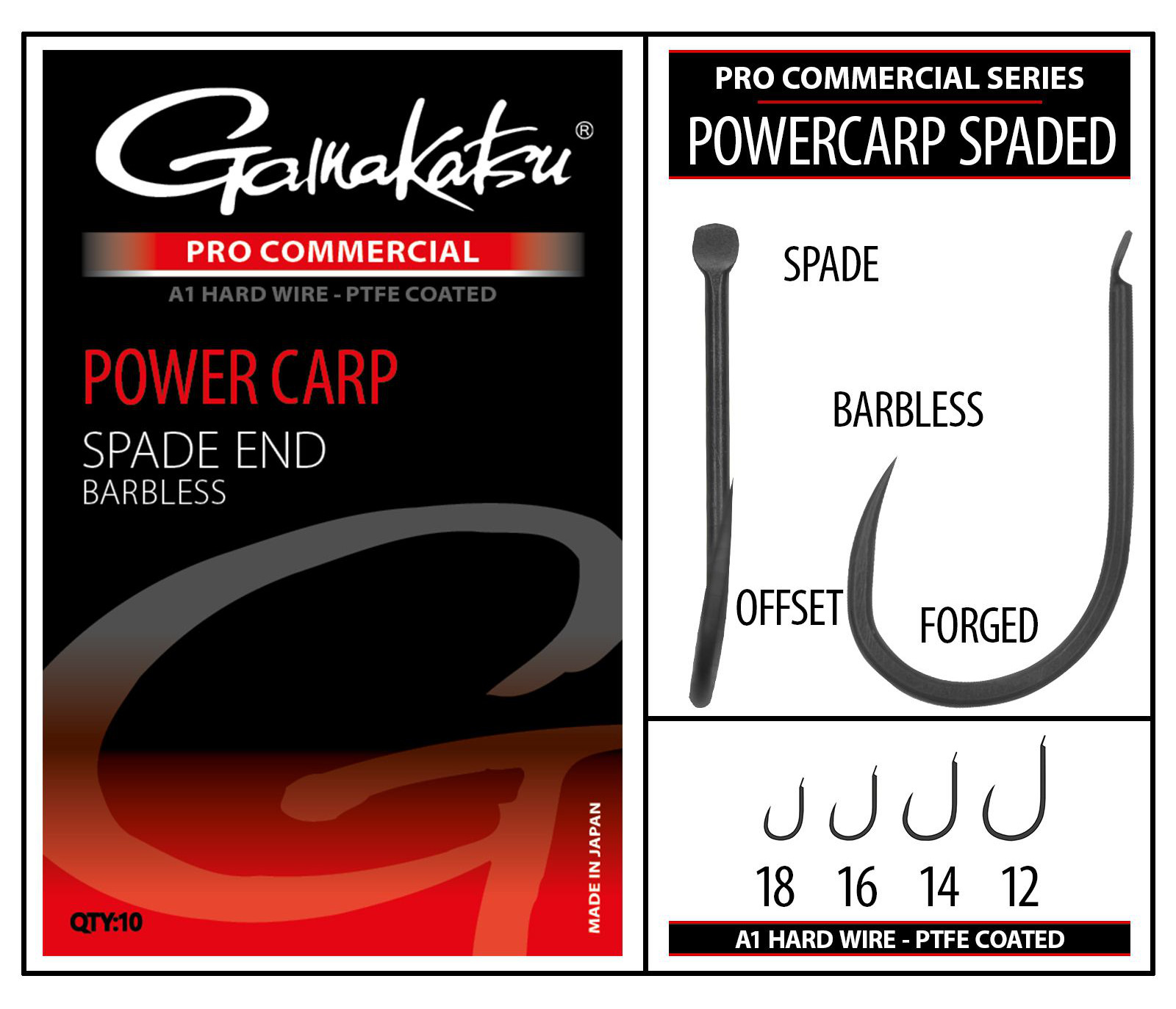 Gamakatsu Pro-C Powercarp Spade A1 PTFE BL