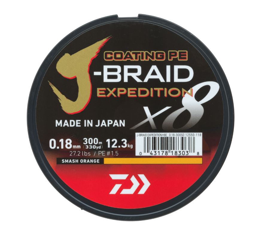 Daiwa J-Braid Expedition X8E Geflochten Schnur Smash Orange (150m)