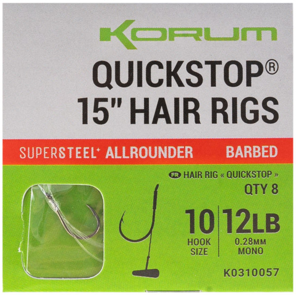 Korum Quickstop Barbed Hair Rigs - 38cm