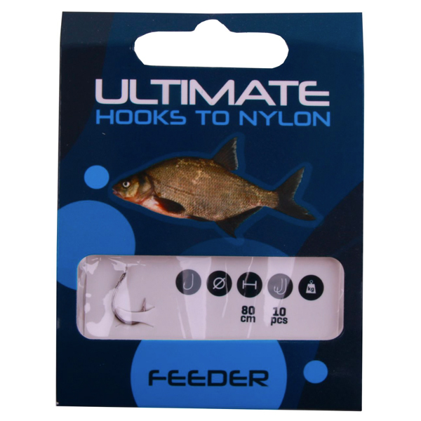 Ultimate Recruit Feeder & Match Set - Ultimate Vorfachhaken Feeder, Größe 14 0,14mm 80cm, 10 Stück