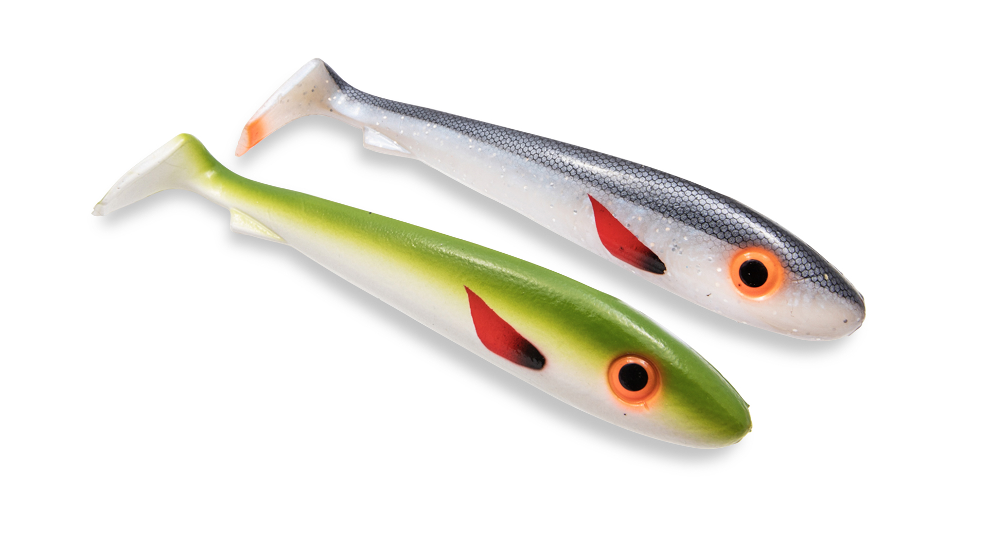 Svartzonker Big McRubber Flash Shad 25cm (2 Stück) - UV Olive White & UV Herring