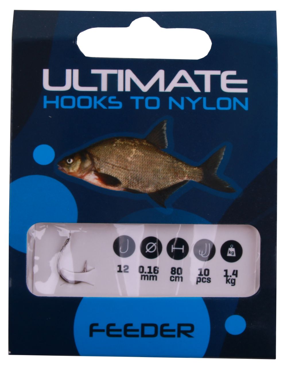 Ultimate Feeder Set mit Shimano FX 4000 FC Rolle - Ultimate hooks to nylon feeder size 12 0,16mm 80cm 10pcs