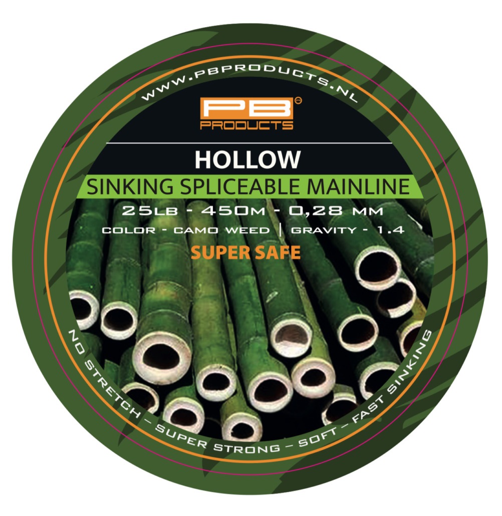 PB Products Hollow Braid Geflochtene Schnur 0.28mm (25lb) 450m Splicable Camo Weed