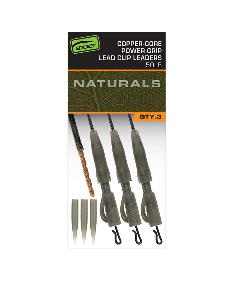 Fox Edges Naturals Copper-Core Power Grip Lead Clip Leaders (3 Stück)