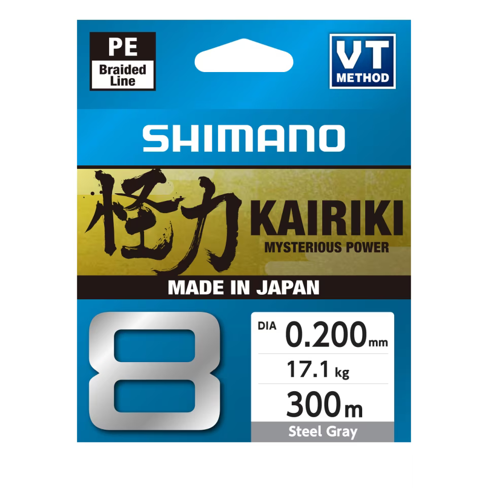 Shimano Kairiki 8 Steel Gray Geflochtene Schnur 0.200mm | 17.1kg (300m)