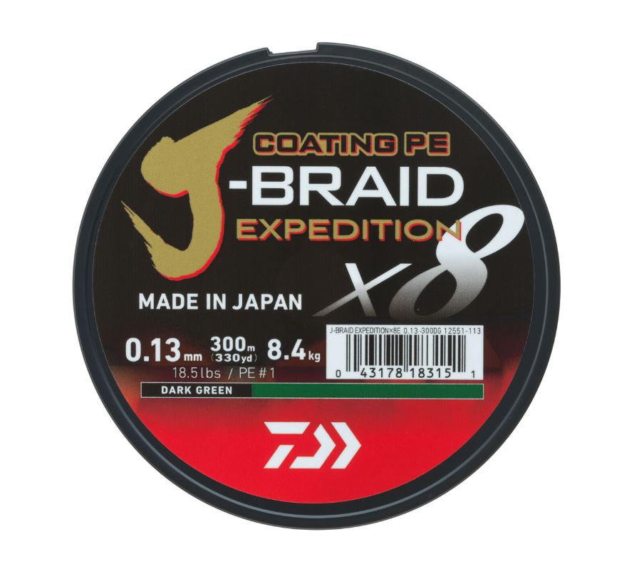 Daiwa J-Braid Expedition X8E Geflochten Schnur Dark Green (150m)