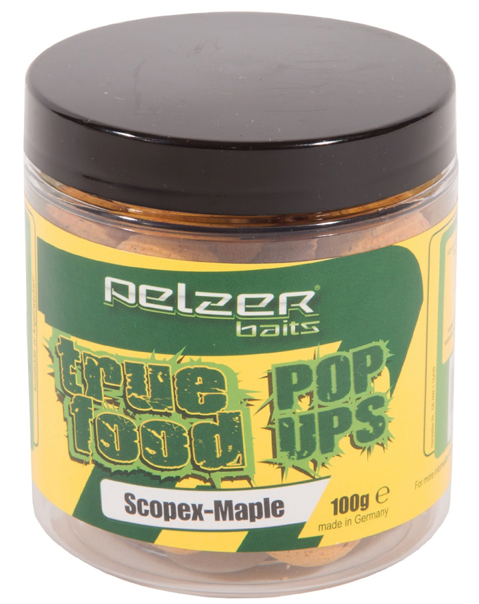 Carp Tacklebox,randvoll mit Tackle bekannter Topmarken - Pelzer True Food Pop Ups 20mm, 100g Scopex-Maple