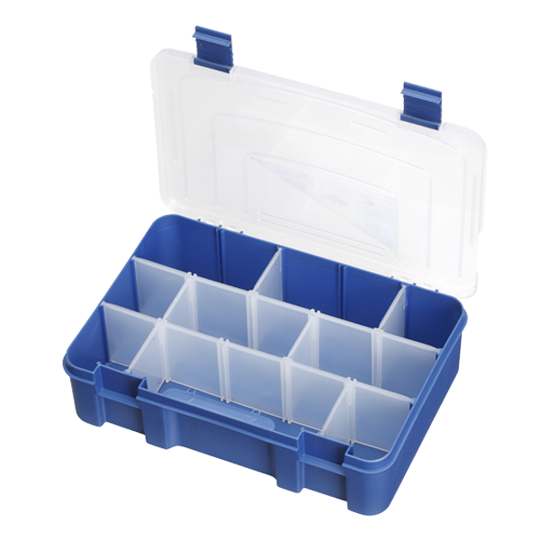 Panaro Tacklebox Blau mit Transparentem Deckel - 197, 1-9 compartimenten, 276x188xH75 mm