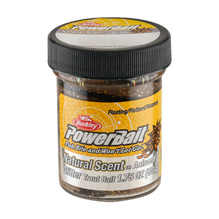 Berkley PowerBait® Natural Glitter Trout Bait 50g - Black / Brown Twist