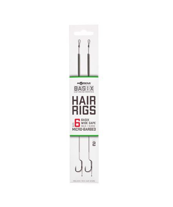 Korda Basix Hair Rigs Wide Gape - Basix Hair Rigs Wide Gape 6 18lb/8,2kg (2 Stück)