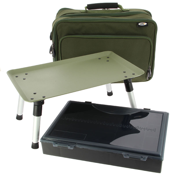 NGT Box Case System mit Tacklebox und eingebauter Bivvytafel