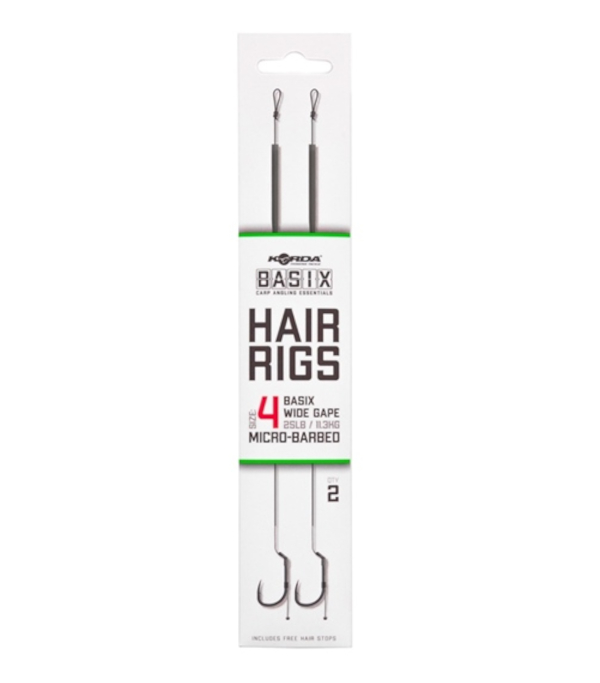 Korda Basix Hair Rigs Wide Gape - Basix Hair Rigs Wide Gape 4 25lb/11,3kg (2 Stück)
