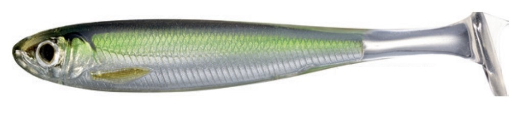 Livetarget Lures Slow-Roll Shiner Paddle Tail Shad 7.6cm (4 Stück) - Silver/Green
