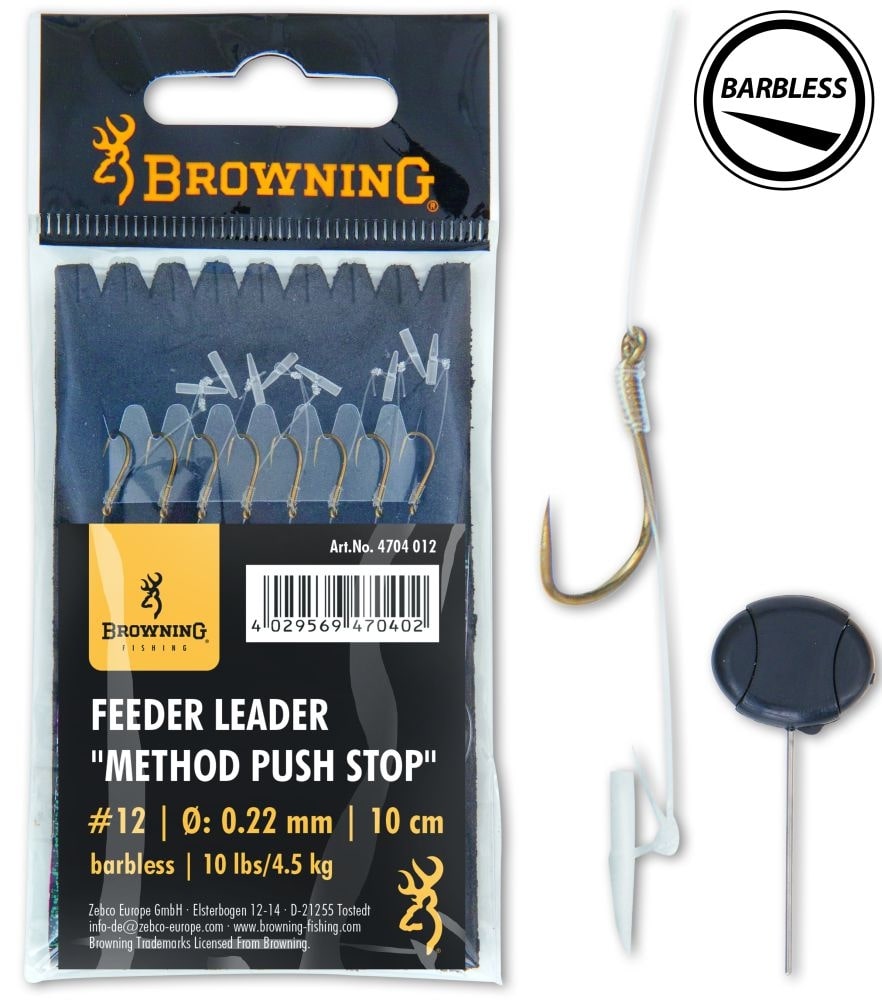 Browning Feeder Leader Method Push Stop gebundene Friedfischhaken (8 Stück)