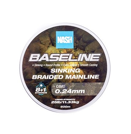 Nash TT Baseline Sinking Braid UV Yellow Geflochtene Schnur (600m)