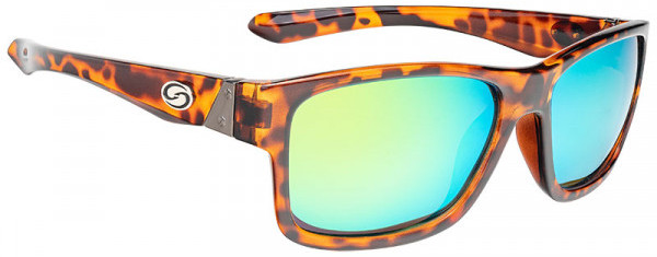 Strike King SK Pro Sonnenbrille - Shiny Tortoiseshell Frame / Multi Layer Green Mirror Amber Base Glasses