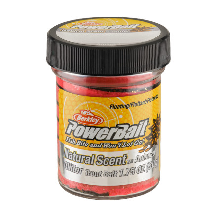 Berkley PowerBait® Natural Glitter Trout Bait 50g - Black / Fluo Red Twist