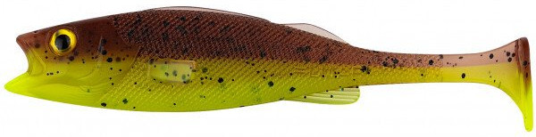 LMAB Köfi Perch Shad - Green Pumpkin Chartreuse