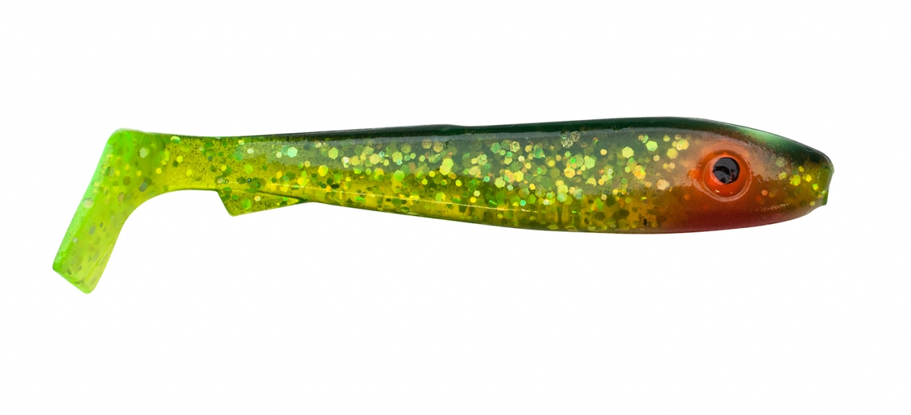 Svartzonker McRubber Bass Shad 8cm (6 st) - Black n' Chartreuse