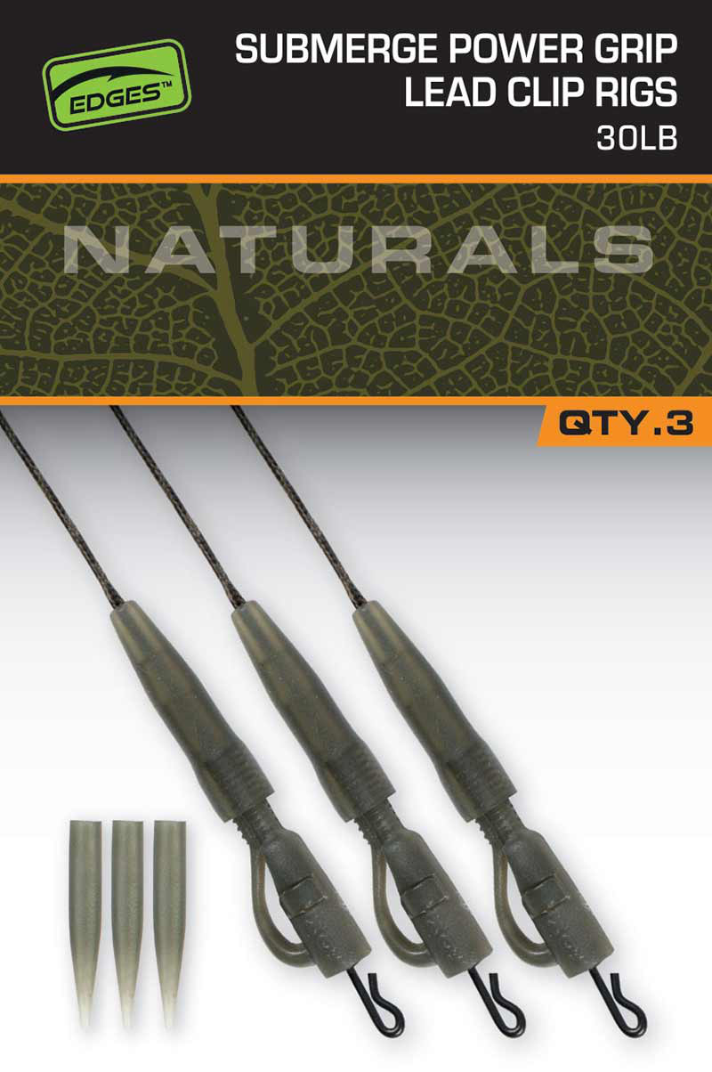 Fox Naturals Sub Power Grip Lead Clip Leaders 75cm (3 Stück)