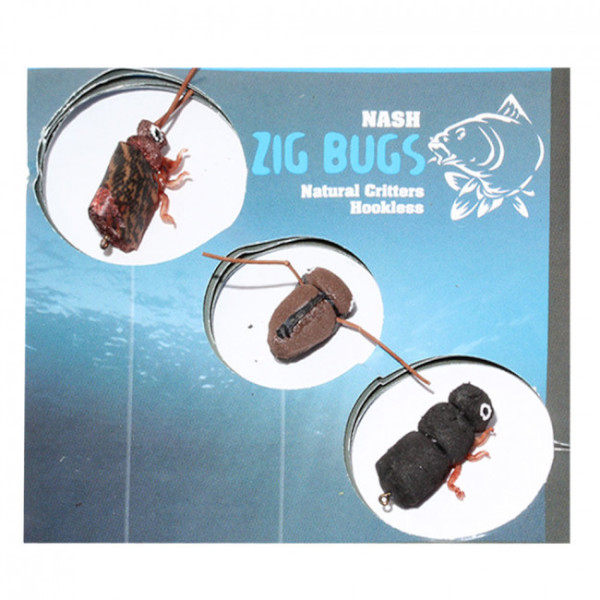 Karpfen Tacklebox gefüllt mit End Tackle von Nash, Rod Hutchinson, Ultimate und mehr! - Nash Zig Bugs Natural Critters Hookless