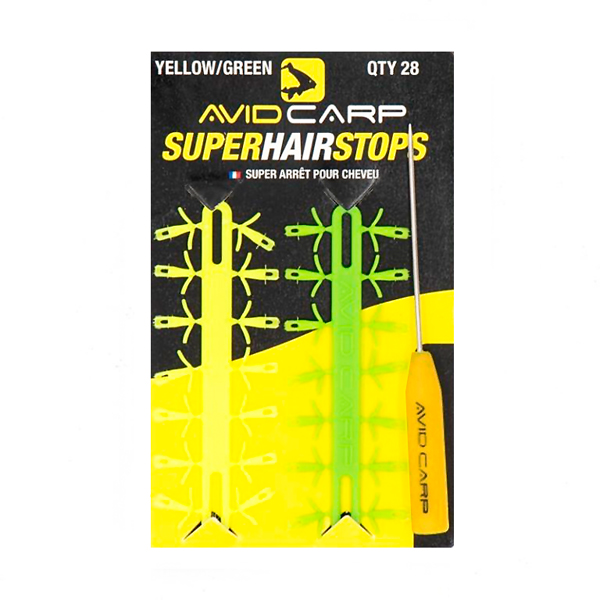 Carp Tacklebox,randvoll mit Tackle bekannter Topmarken - Avid Carp Super Hair Stop - Yellow / Green
