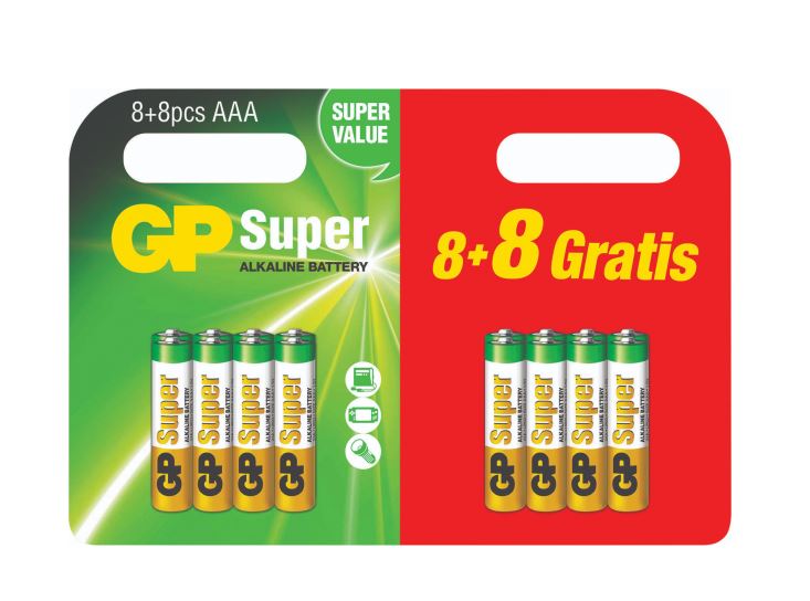 GP AAA Alkaline Batterijen(16 Stück)