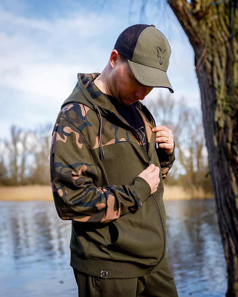 Fox LW Khaki/Camo Split Zip Hoody