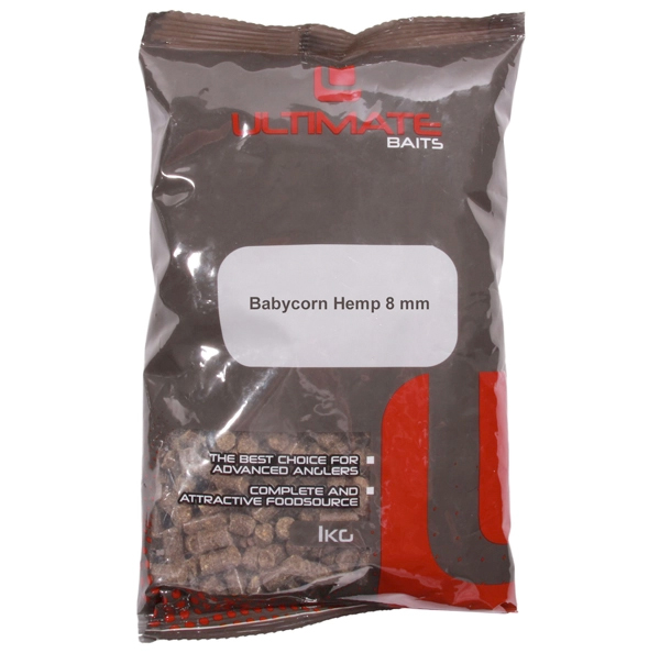 Carp Tacklebox, randvoll mit Karpfenmaterial - Ultimate Baits Babycorn Hemp 8mm 1kg