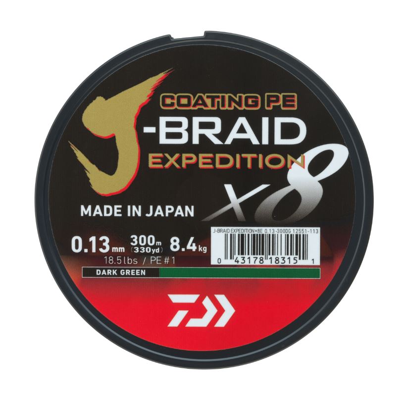 Daiwa J-Braid Expedition X8E Geflochtene Schnur Dark Green (300m)