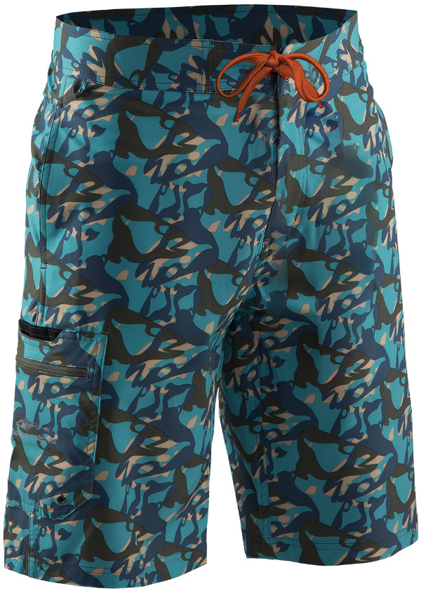 Grundéns Fish Head Board Shorts - Dusty Turquoise Camo