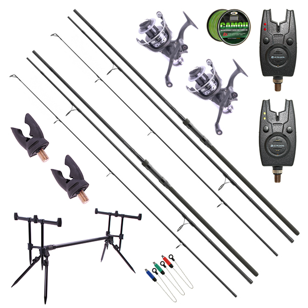 Complete Daiwa Black Widow Carp Set mit Ruten, Rollen und Zubehör!