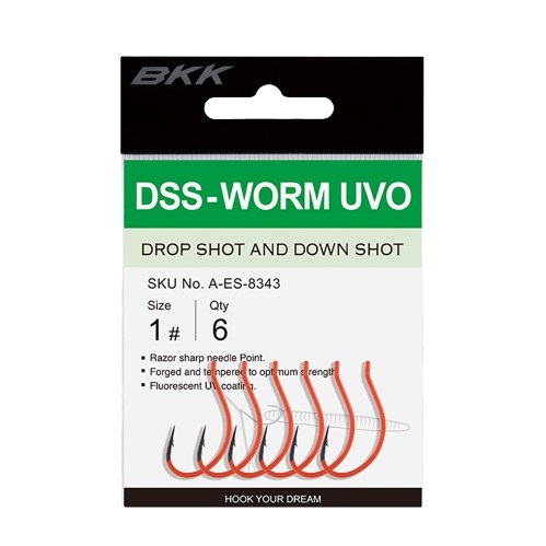 BKK DSS-Worm UV Dropshot Haken #4 (6 Stück)