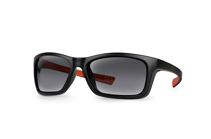 Fox Collection Wraps Sonnenbrille - Schwarz/Orange (Graues Glas)