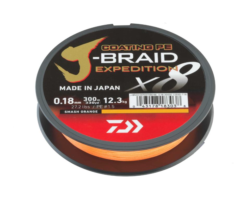 Daiwa J-Braid Expedition X8E Geflochten Schnur Smash Orange (150m)